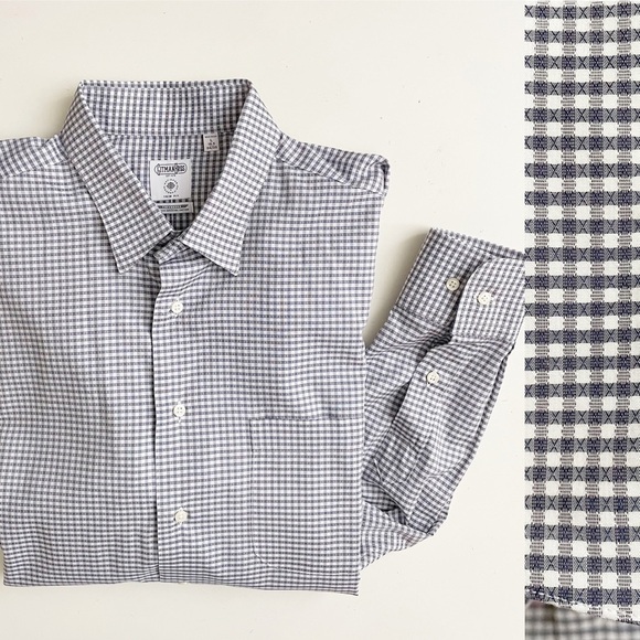 Gitman Bros Allen Edmonds Men’s Check Print Button Dress Shirt Neck 16.5 - Picture 1 of 8